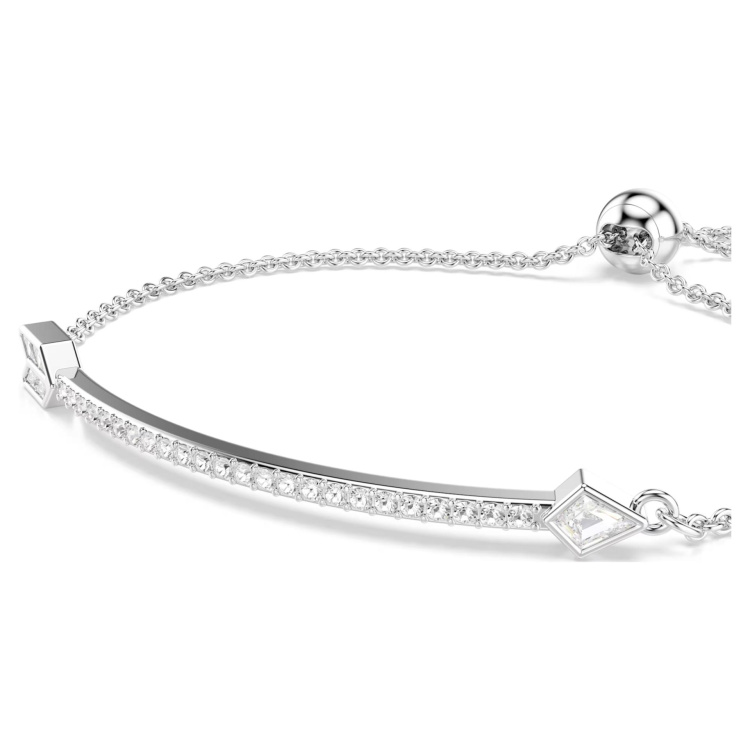 Idyllia bracelet Mixed cuts, Arrow, White, Rhodium plated